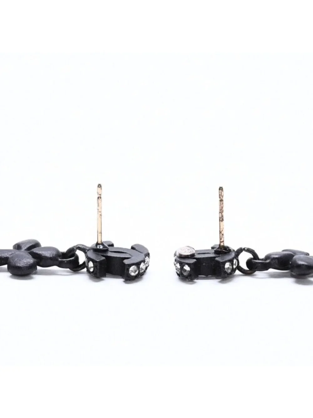 Chanel CC Logo Drop Earrings 01 Metal Rhinestone Black Clear